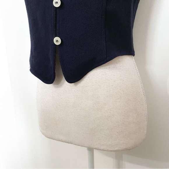 Patrick GERARD WOOL BLEND NAVY BUTTON FRONT SLEEVELESS CROPPED TANK TOP - 42 - Picture 5 of 9